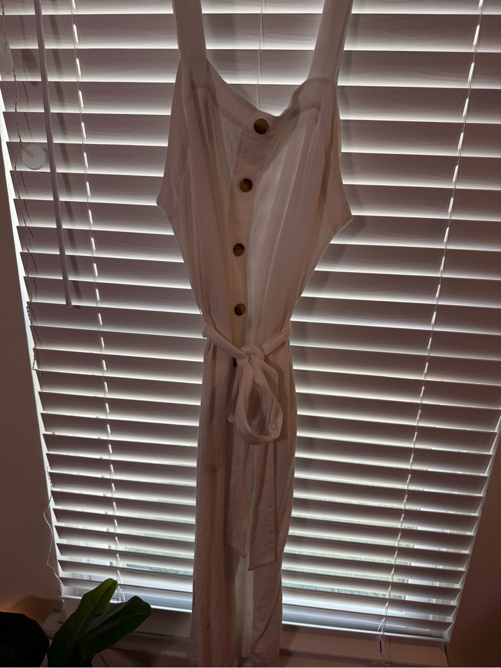 Ava & Viv White Faux-Button Linen Blend Midi Dress - 1X
